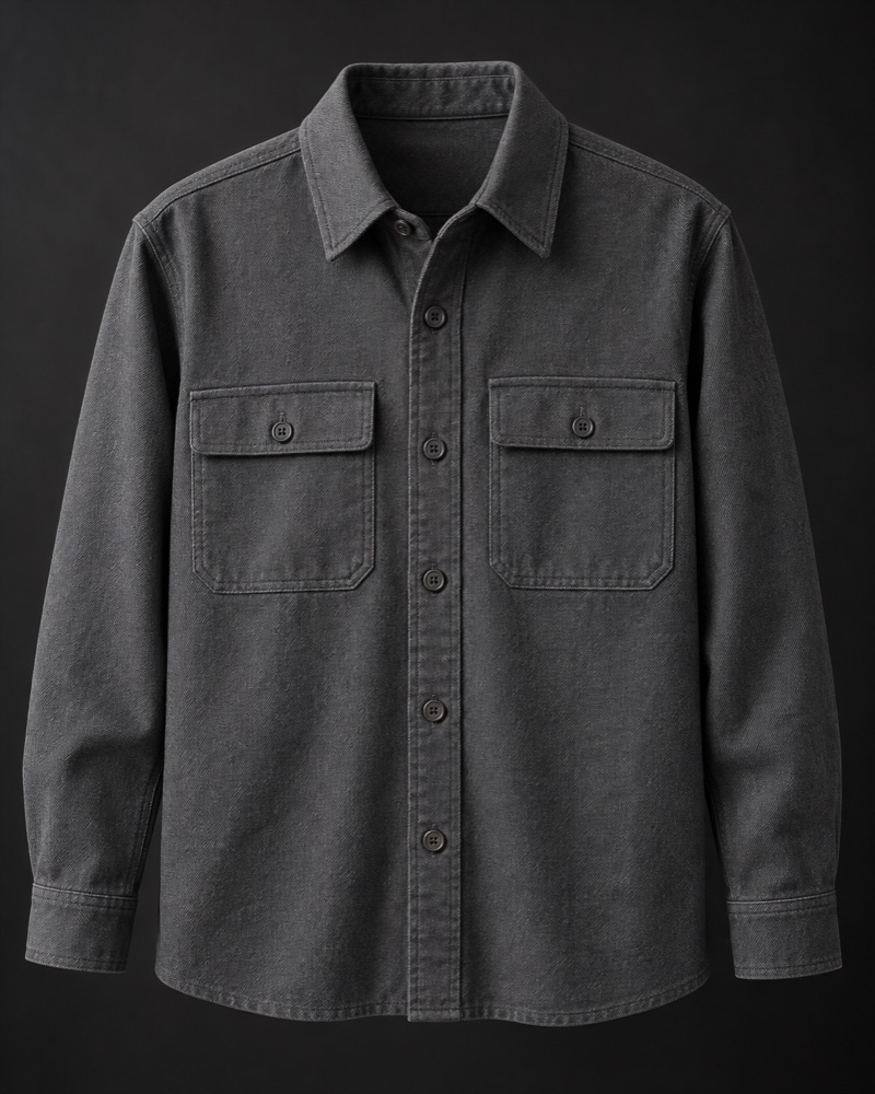 Overshirt fabric-view check teaching illustration, not a product listing or QC record